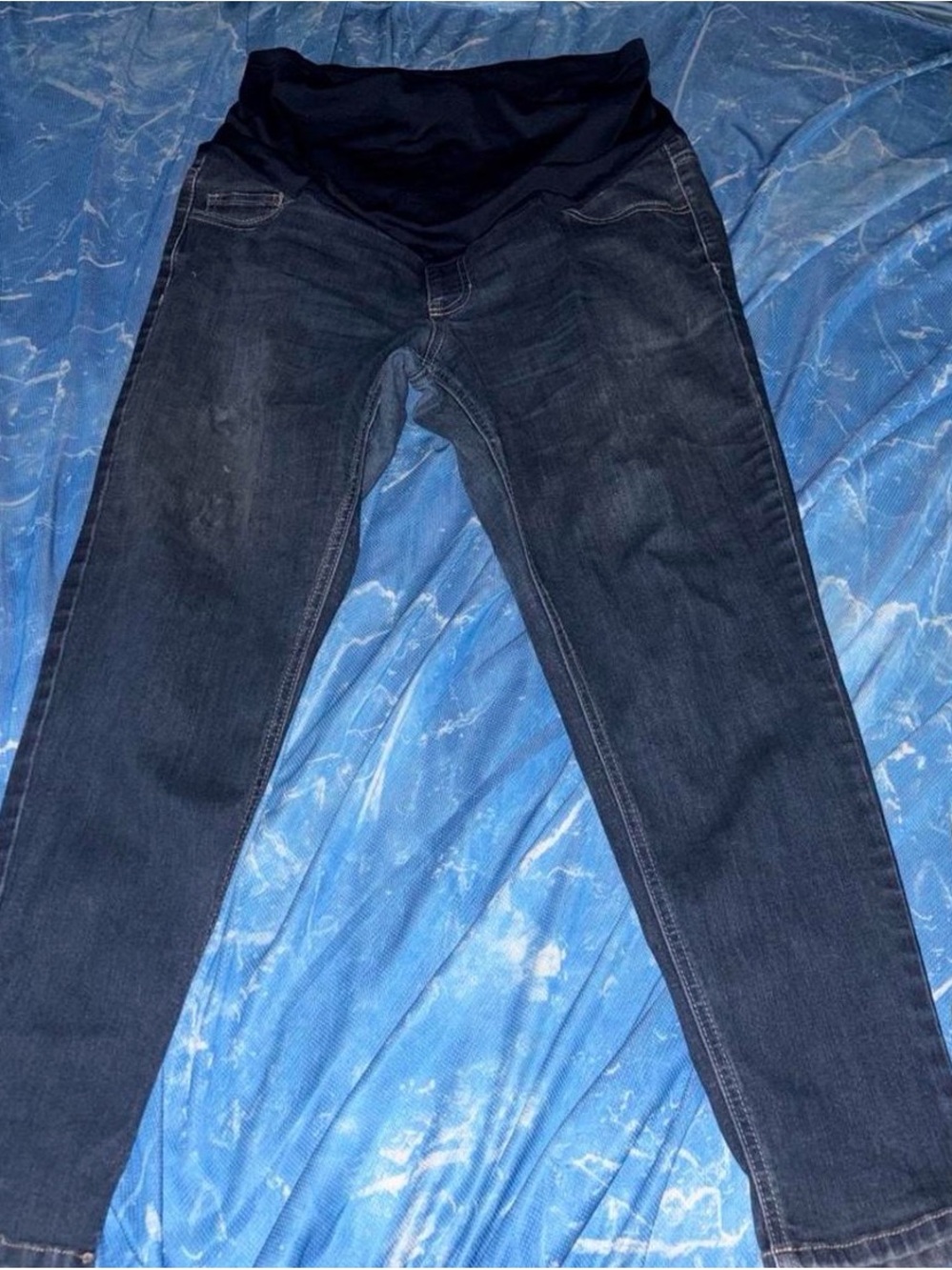 Maternity Dark Wash Skinny Jeans - Black Waist Panel